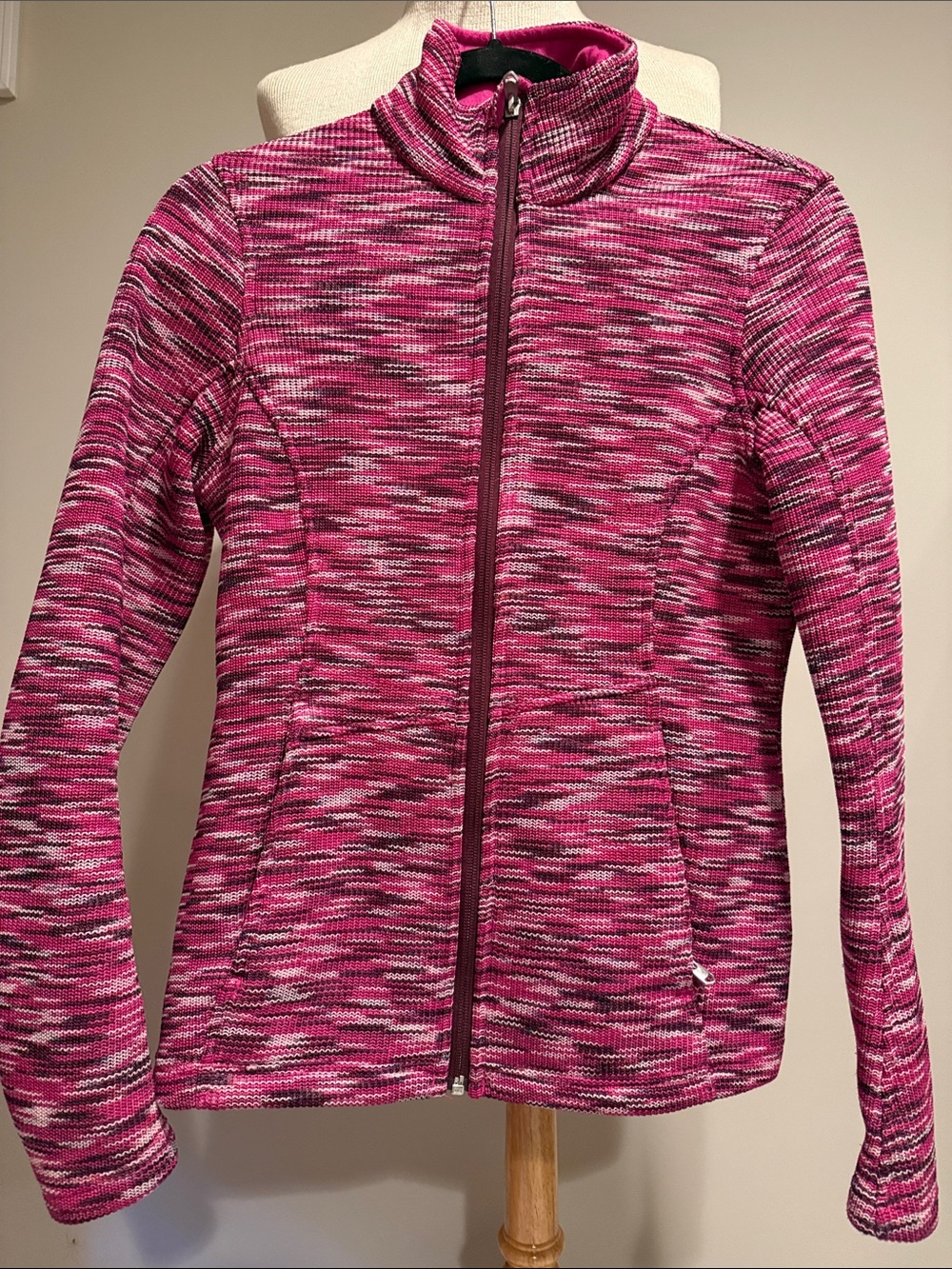 Spyder Women's Pink Marled Full-Zip Utility Jacket